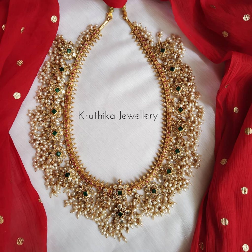 Cute Goldplated Guttapusalu Necklace From Kruthika Jewellers
