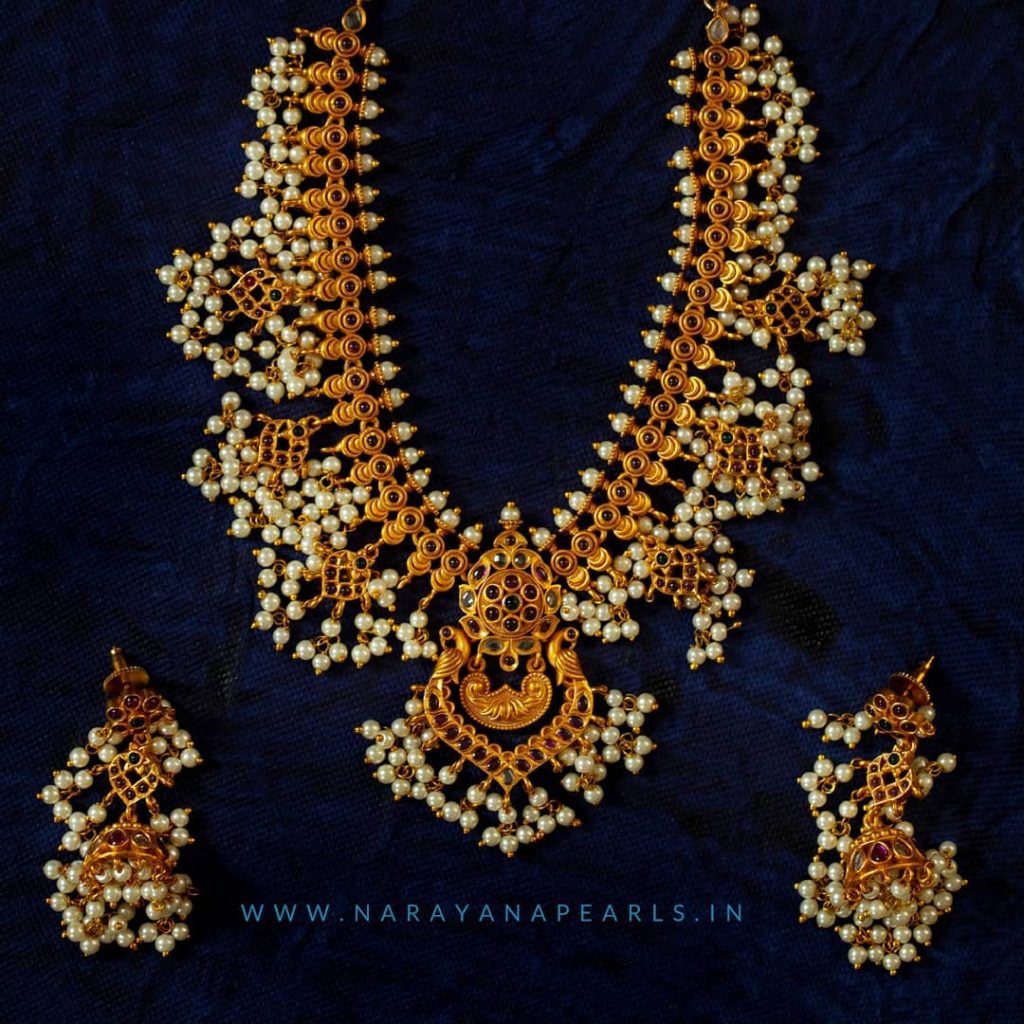 Pretty Guttapusalu Necklace Set From Narayana Pearls