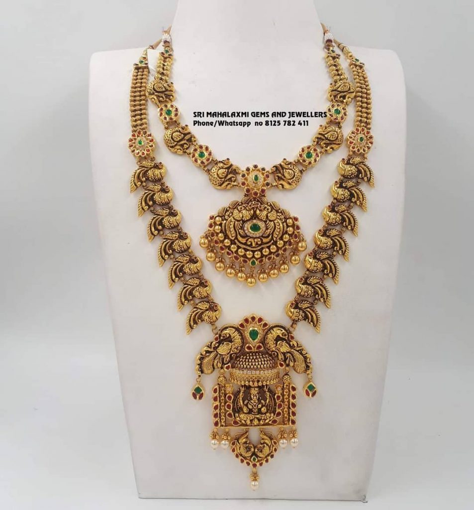 Attractive Gold Necklace Set From Sri Mahalakshmi Gems And Jewels