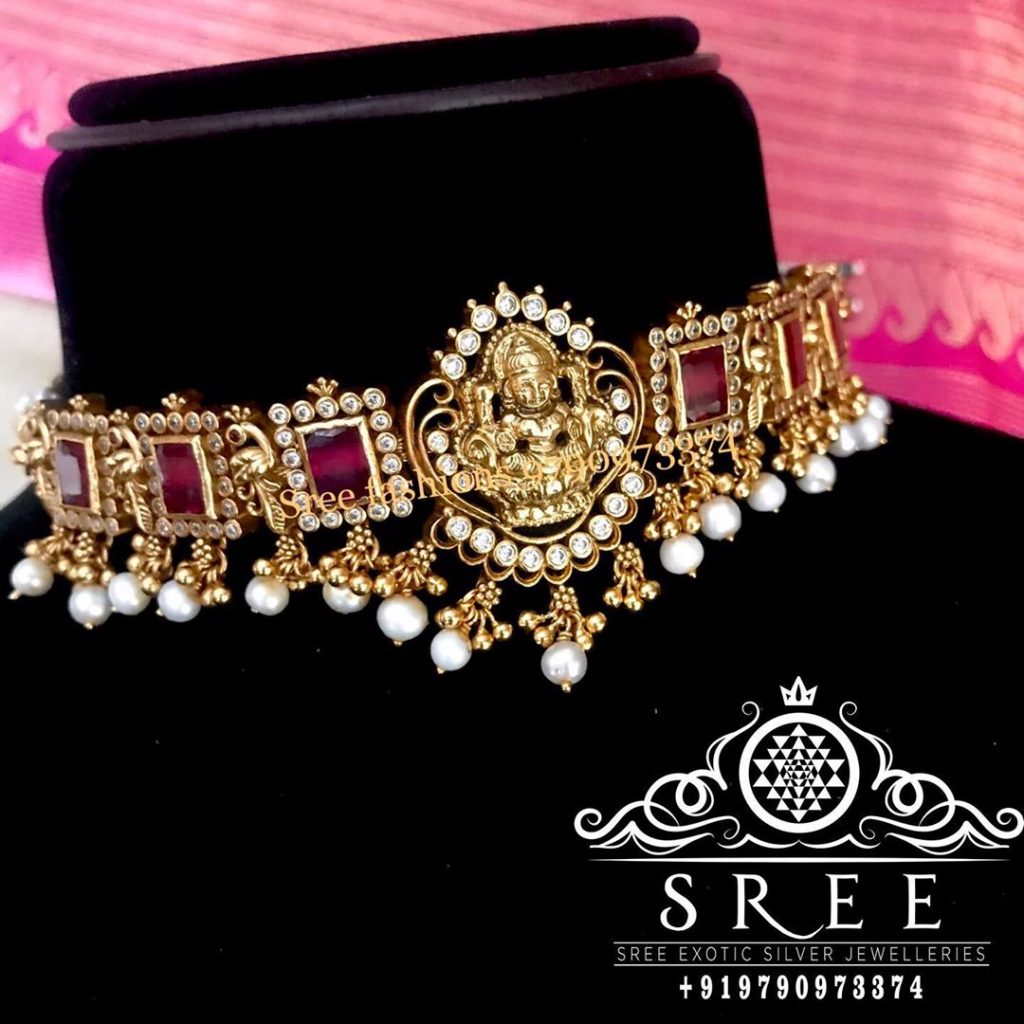 Attractive Silver Temple Choker From Sree Exotic Silver Jewelleries