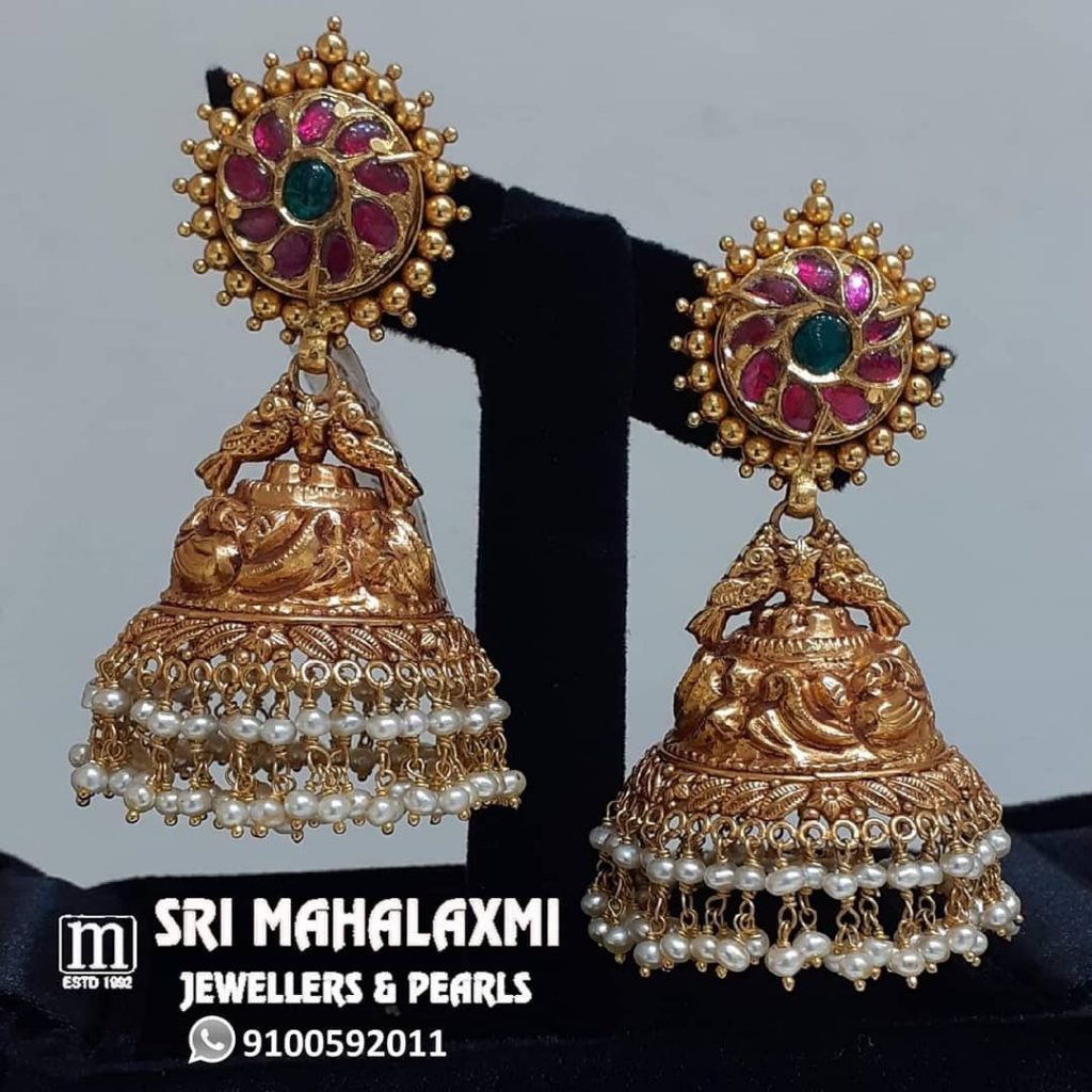 Beautiful Bold Jhumkas From Sri Mahalakshmi Gems And Jewellers