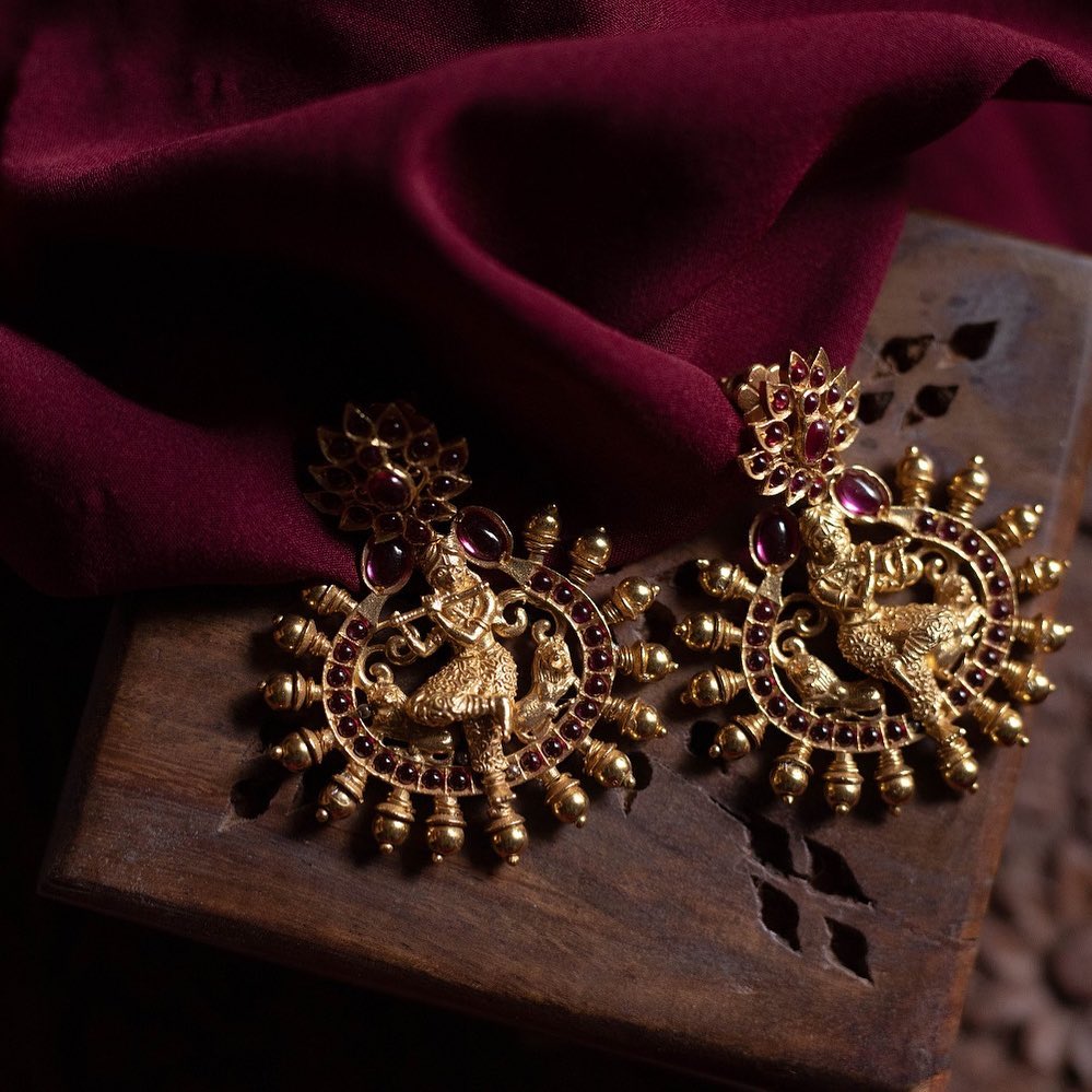 Goegeous Handcrafted Krishna Earrings From Quills And Spills