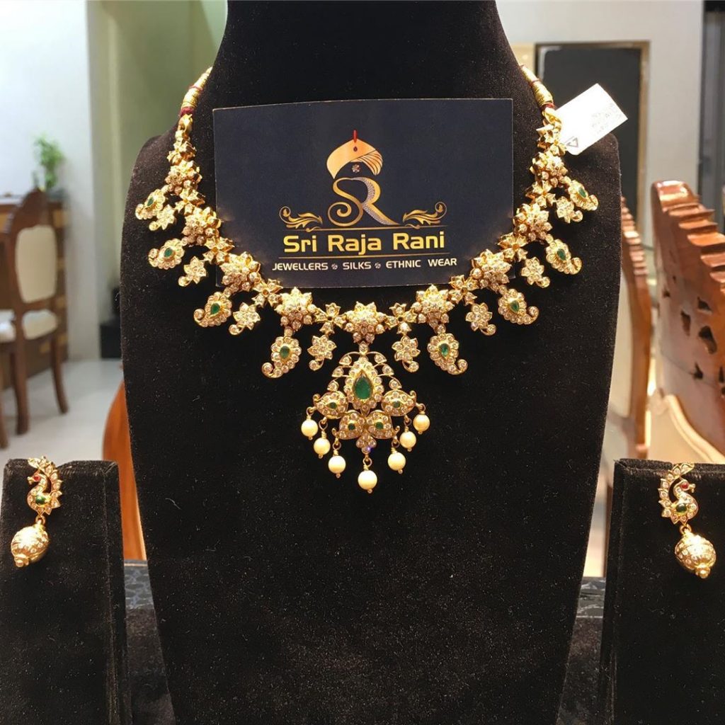 Traditional Gold Necklace Set From Sri Raja Rani