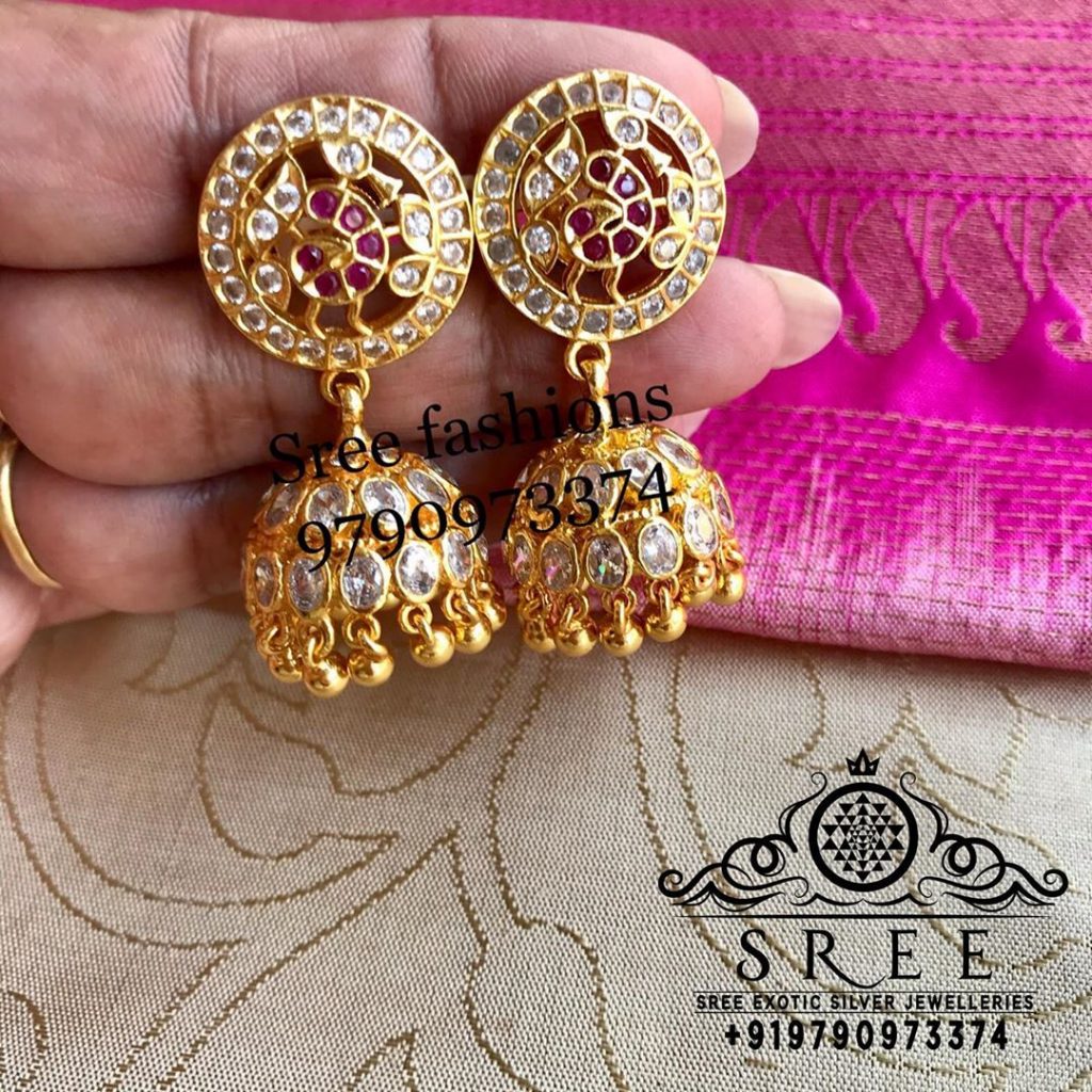 Cute Silver Jhumkas From Sree Exotic Silver Jewelleries
