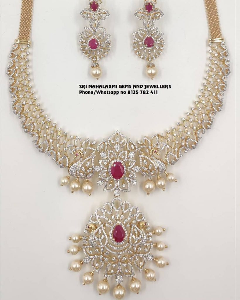 Decorative Diamond Necklace Collections From Sri Mahalaxmi Gems And Jewellers