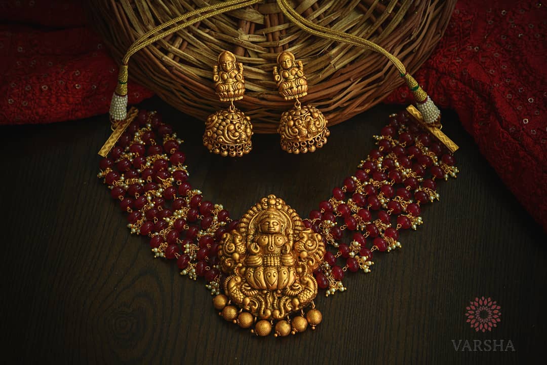 Mind Blowing Temple Necklace Set From Varsha Designers