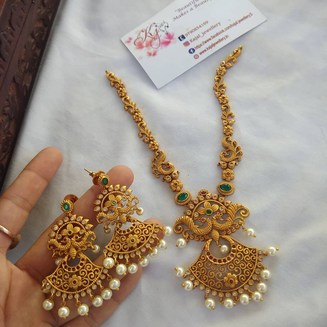 Cz-matte-haram-necklace-set