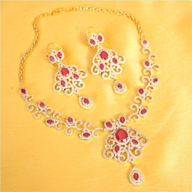 artificial american diamond jewellery necklace