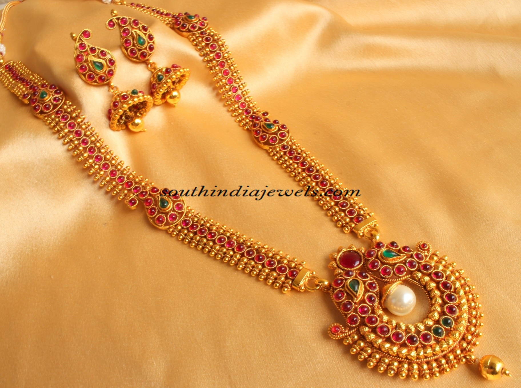 Imitation Jewellery - Long Mango mala Haram - South India Jewels