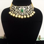 Diamond Choker with emeralds and southsea pearls