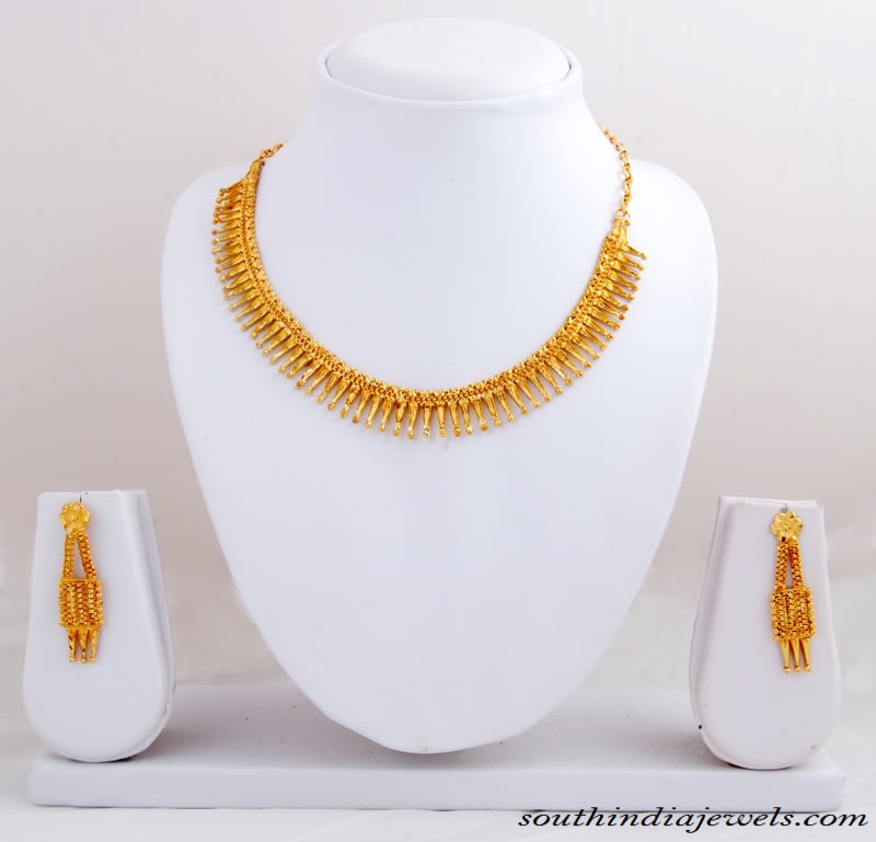 Gold Necklace set with earrings