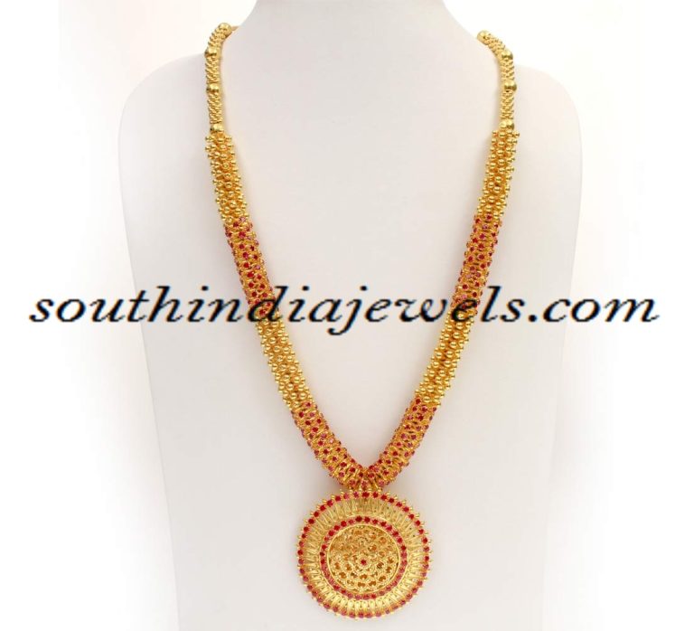 Kerala gold haram necklace design with price