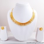Traditional spike gold necklace set with earrings
