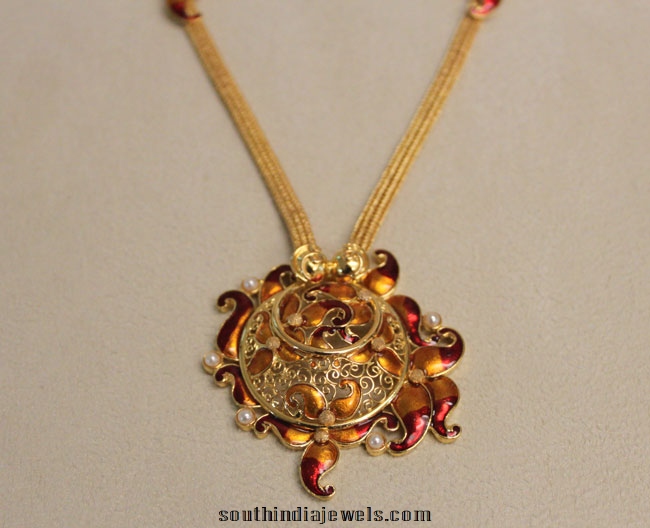 Latest Enamel coated fashionable yellow gold necklace designs