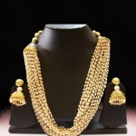 Multilayer Pearl Mala Set with Matching Jhumkas