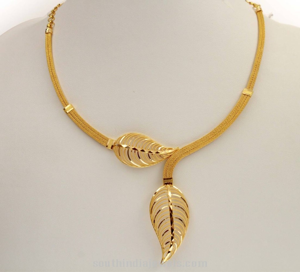 Kerala gold short necklace design