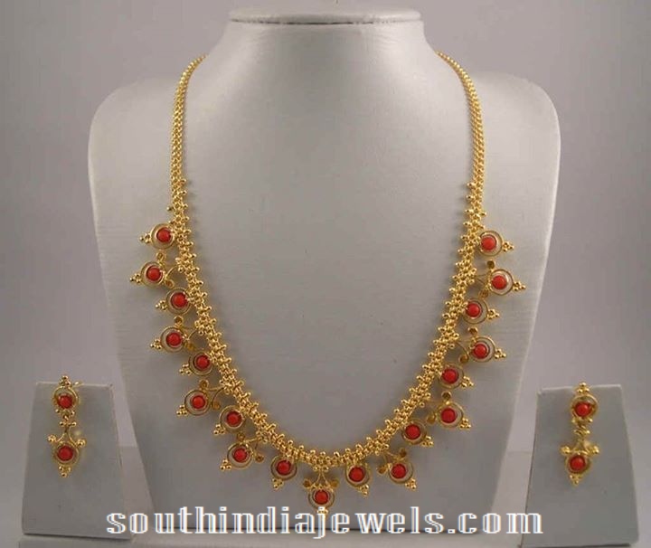 Gold Coral Necklace with earrings