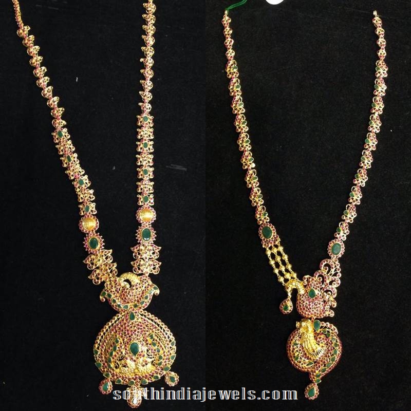 Latest Ruby Emerald Long Necklace Designs 2015