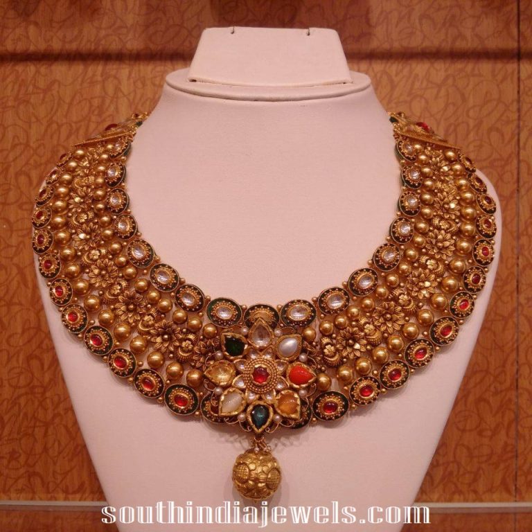 Navarathna antiqye choker necklace set