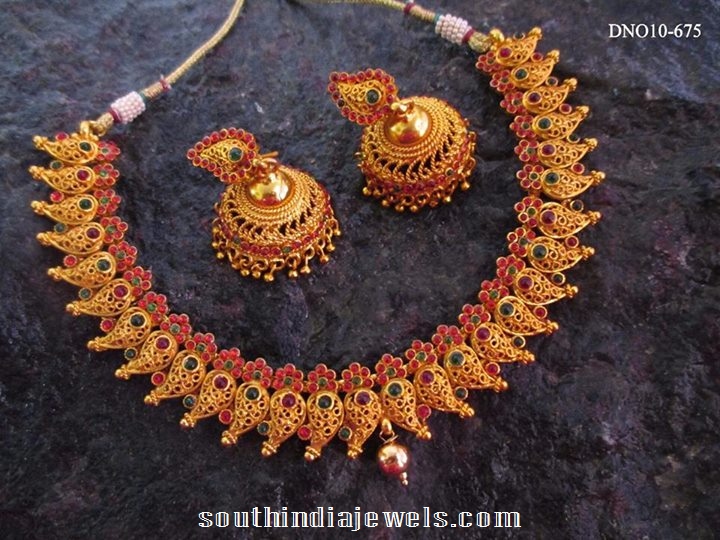 Traditional Mango Necklace With Jhumka