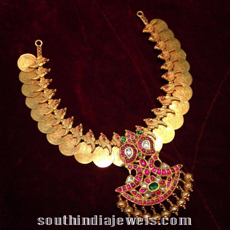 Traditional Coin Necklace with ruby pendant