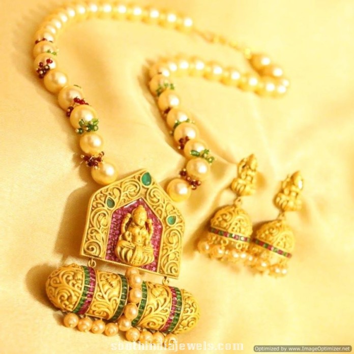 Imitation Pearl Mala With Jhumka - South India Jewels