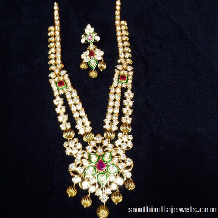 22k gold two layer pachi haram necklace set