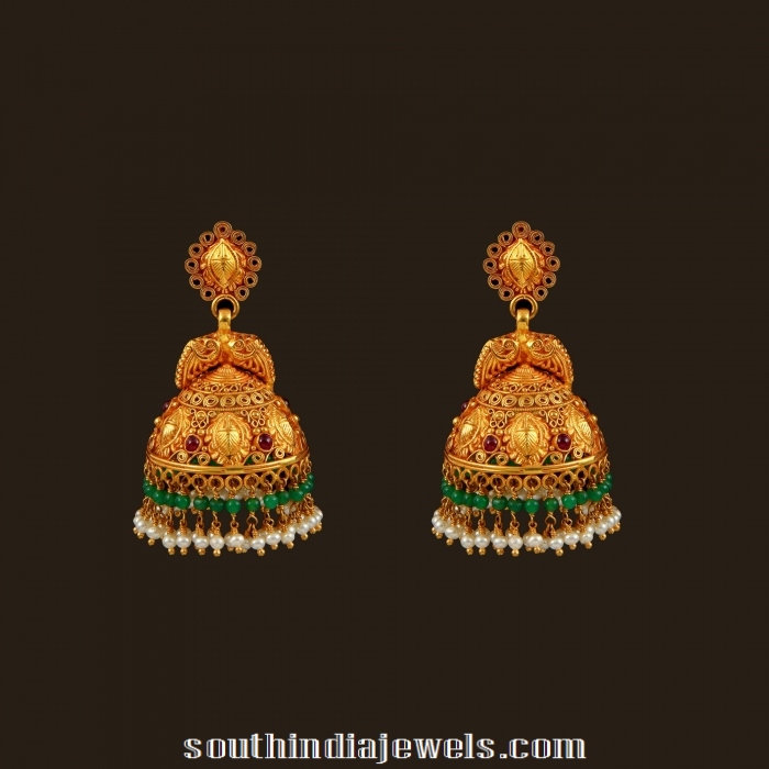 Antique Gold Peacock Jhumka from VBJ