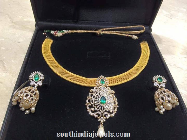 Diamond Necklace with Jhumka earrings 
