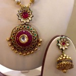 Gold Fancy Kundan Necklace with Jhumka