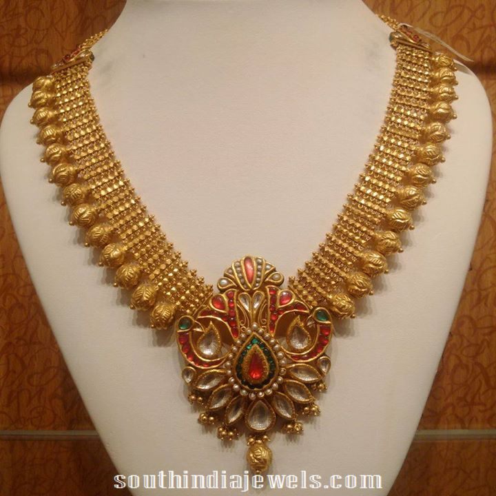 Gold Antique Necklace with Enamel Work