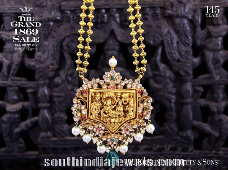 Royal Gundala haram with temple pendant from Krishna chetty and sons