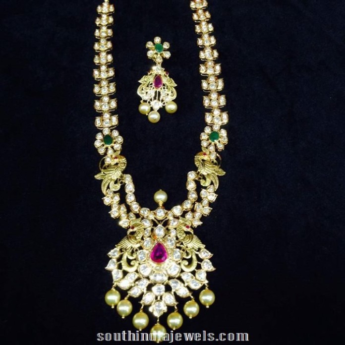 Uncut Diamond Haram with Earrings - South India Jewels