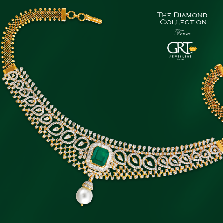 Diamond Emearald Necklace From GRT jewellers
