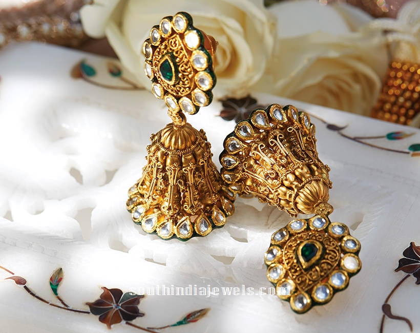 Gold Jhumka Design From Tanishq