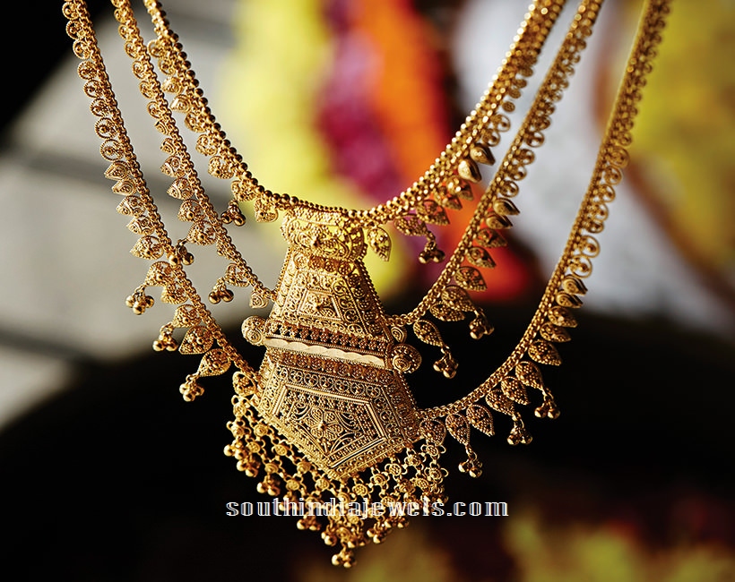 Multilayer gold necklace design from Tanishq