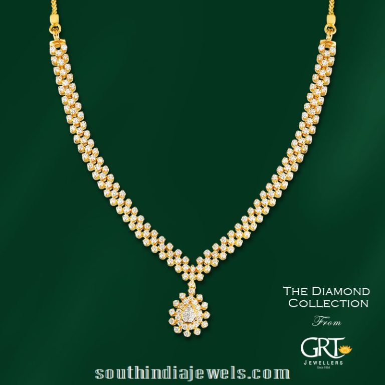Simple Diamond Necklace model from GRT Jewellers
