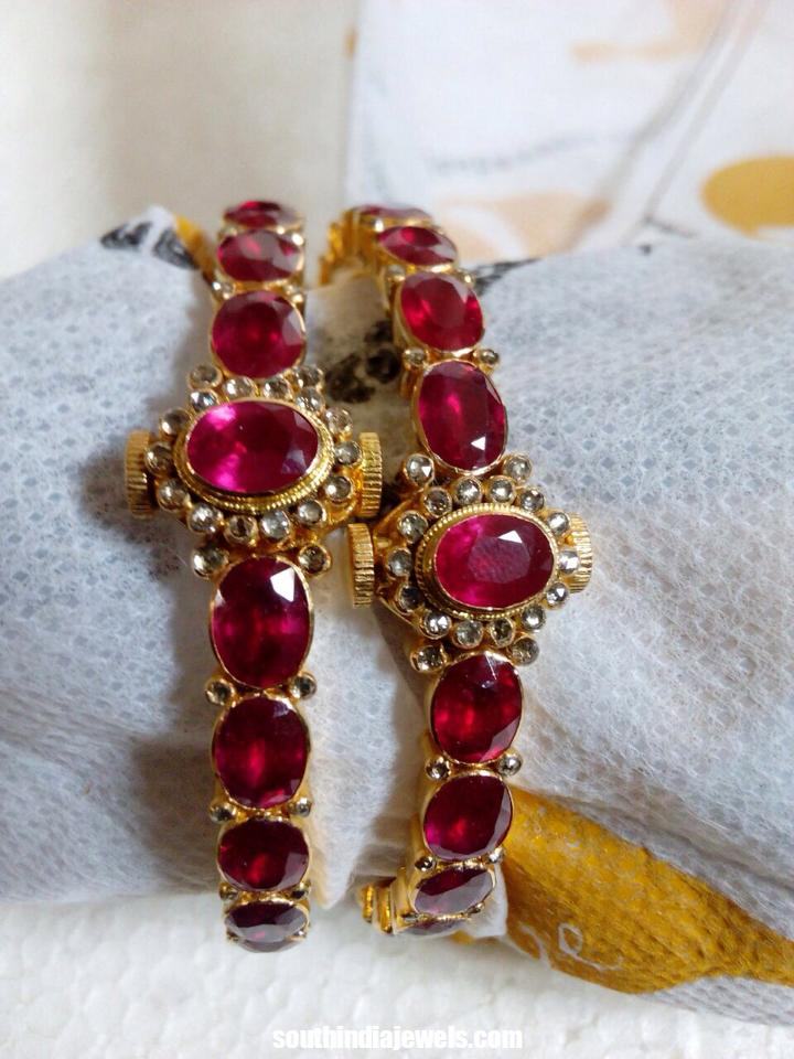 Latest Gold Ruby Bangles Designs