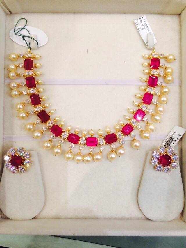 Ruby South Sea Pearls Necklace Set