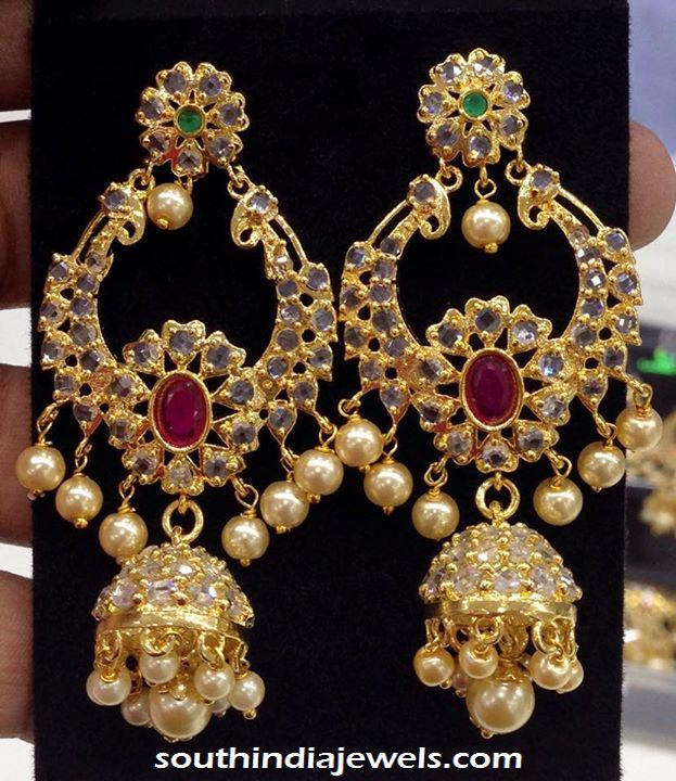 Artificial Jewellery uncut stone chandbali Jhumka