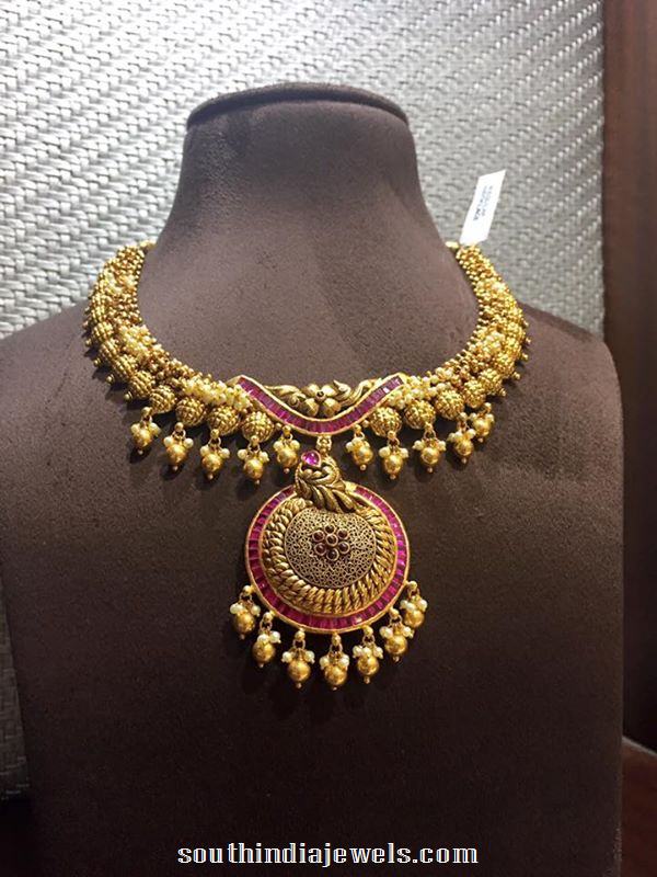Gold Antique Designer Necklace ~ South India Jewels
