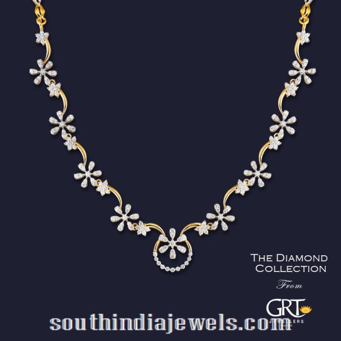 Diamond Floral Necklace from GRT Jewellers - South India Jewels