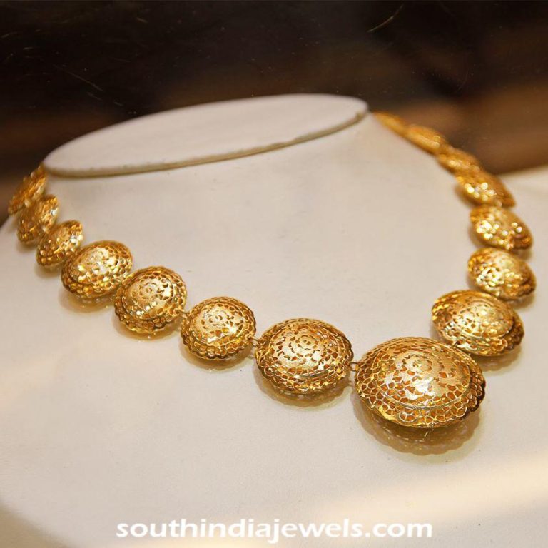 Gold designer necklace from Manubhai Jewellers