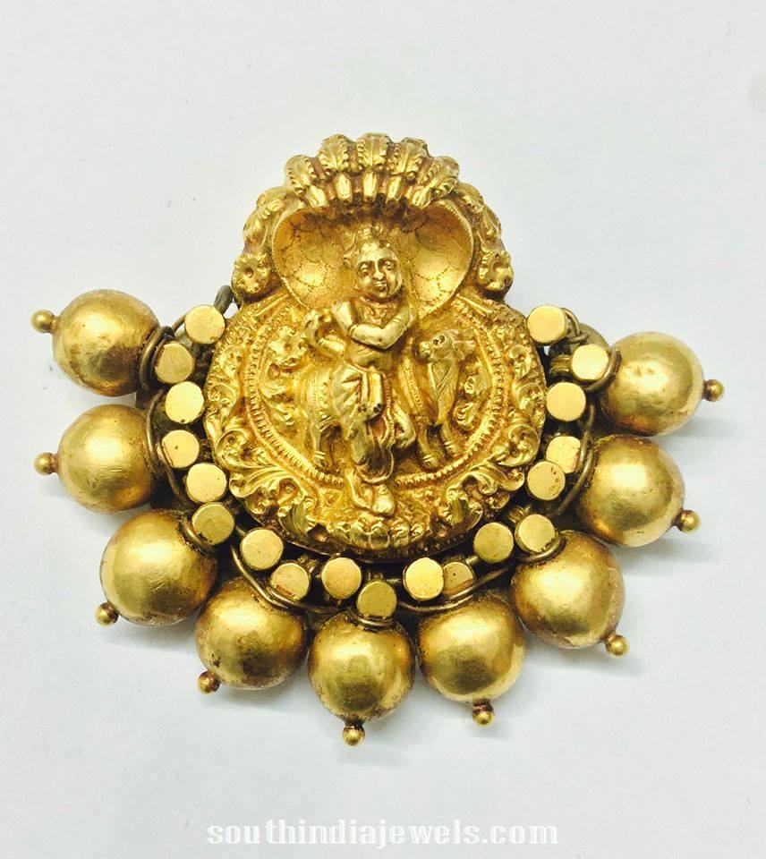 Gold Antique Krishna Pendant