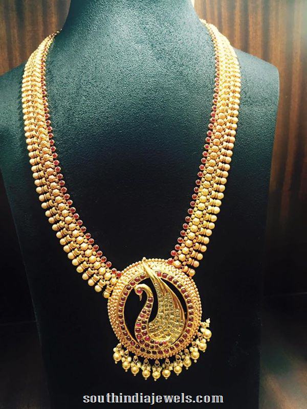 Gold Antique Ruby Long Necklace