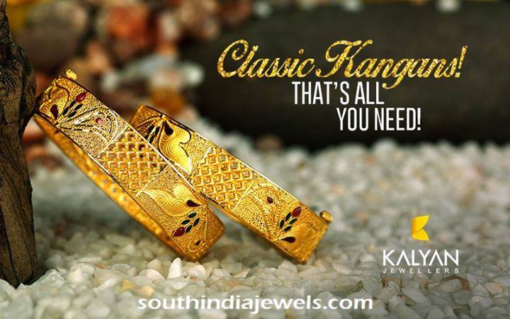 Gold Bangle with Enamel work from Kalyan Jewellers