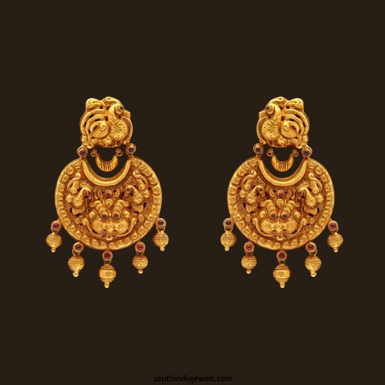 Gold Nakshi Work Nagas Earrings from VBJ