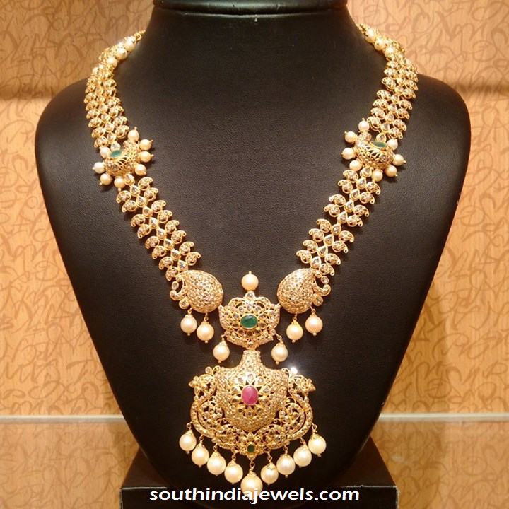 Gold Pearl Stone Necklace From NAJ Jewellery