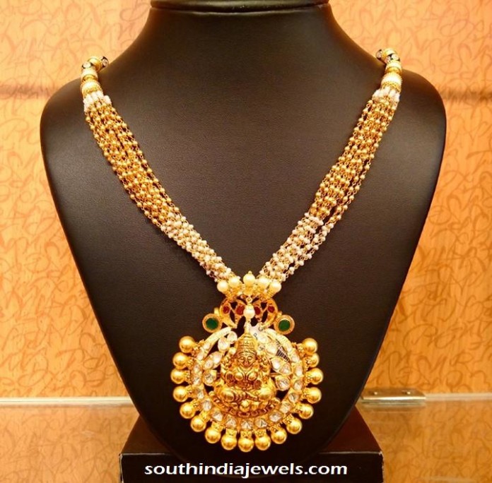 Gold Designer Pearl Chains Necklace ~ South India Jewels