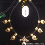 Black Thread Gold Emerald Mango Necklace